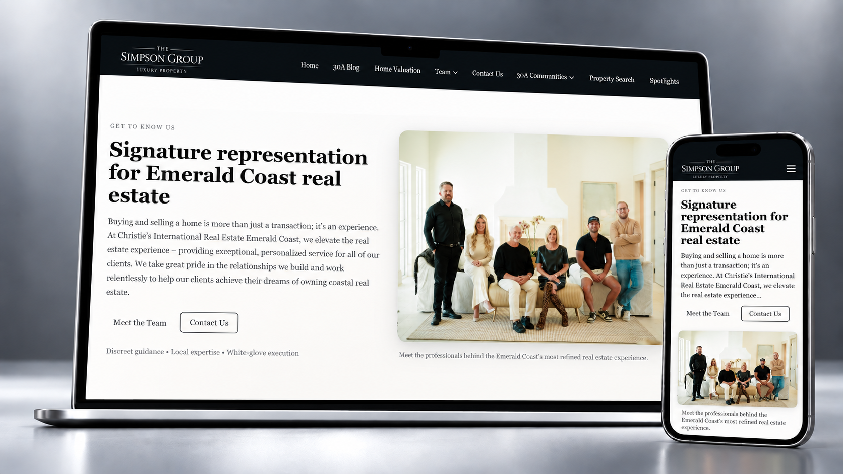 The Simpson Group website shown on a laptop and phone